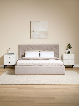 Кровать Марион 160 велюр OCEAN 005 темно-бежевый с ортопедическим основанием и подъемным механизмом (спальное место 160 х 200)