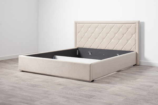 Кровать Марион 160 велюр OCEAN 002 бежевый с ортопедическим основанием и подъемным механизмом (спальное место 160 х 200)