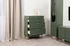Комод Марион 16.249 дымчатый зеленый K521, олива шагрень AG 1050 ПВХ, белый PE шагрень
