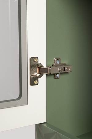 Гостиная Марион композиция 2 дымчатый зеленый K521, олива шагрень AG 1050 ПВХ, белый PE шагрень (собирается на любую сторону)