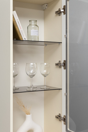 Гостиная Марион композиция 3 слоновая кость С341 PE, слоновая кость 6898 ПВХ, белый PE шагрень (собирается на любую сторону)