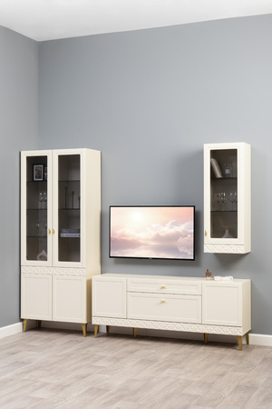 Шкаф навесной Марион 16.334 слоновая кость С341 PE, слоновая кость 6898 ПВХ (собирается на любую сторону)