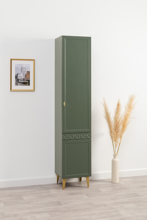 Шкаф-пенал Марион 16.333.01 дымчатый зеленый K521, олива шагрень AG 1050 ПВХ (собирается на любую сторону)