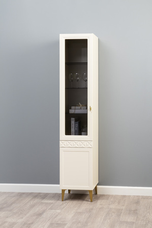 Гостиная Марион композиция 1 слоновая кость С341 PE, слоновая кость 6898 ПВХ, белый PE шагрень (собирается на любую сторону)