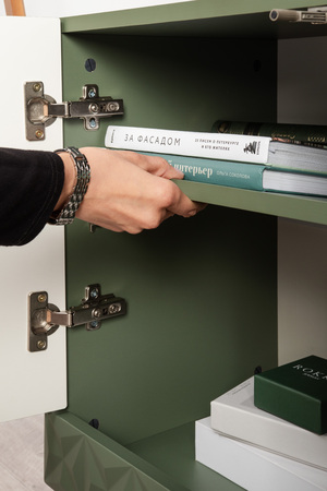 Тумба Марион 16.167 дымчатый зеленый K521, олива шагрень AG 1050 ПВХ, белый PE шагрень