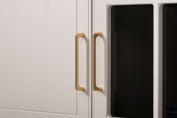 Гостиная Ричфорд композиция 1 с карнизами, кашемир 5981 BS, моно керамика D166-2 ПВХ, белый PE шагрень (собирается на любую сторону)