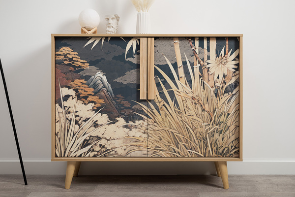 Комод Току 16.230.04 гикори рокфорд натуральный KO86 PW, белый PE шагрень, фотопечать